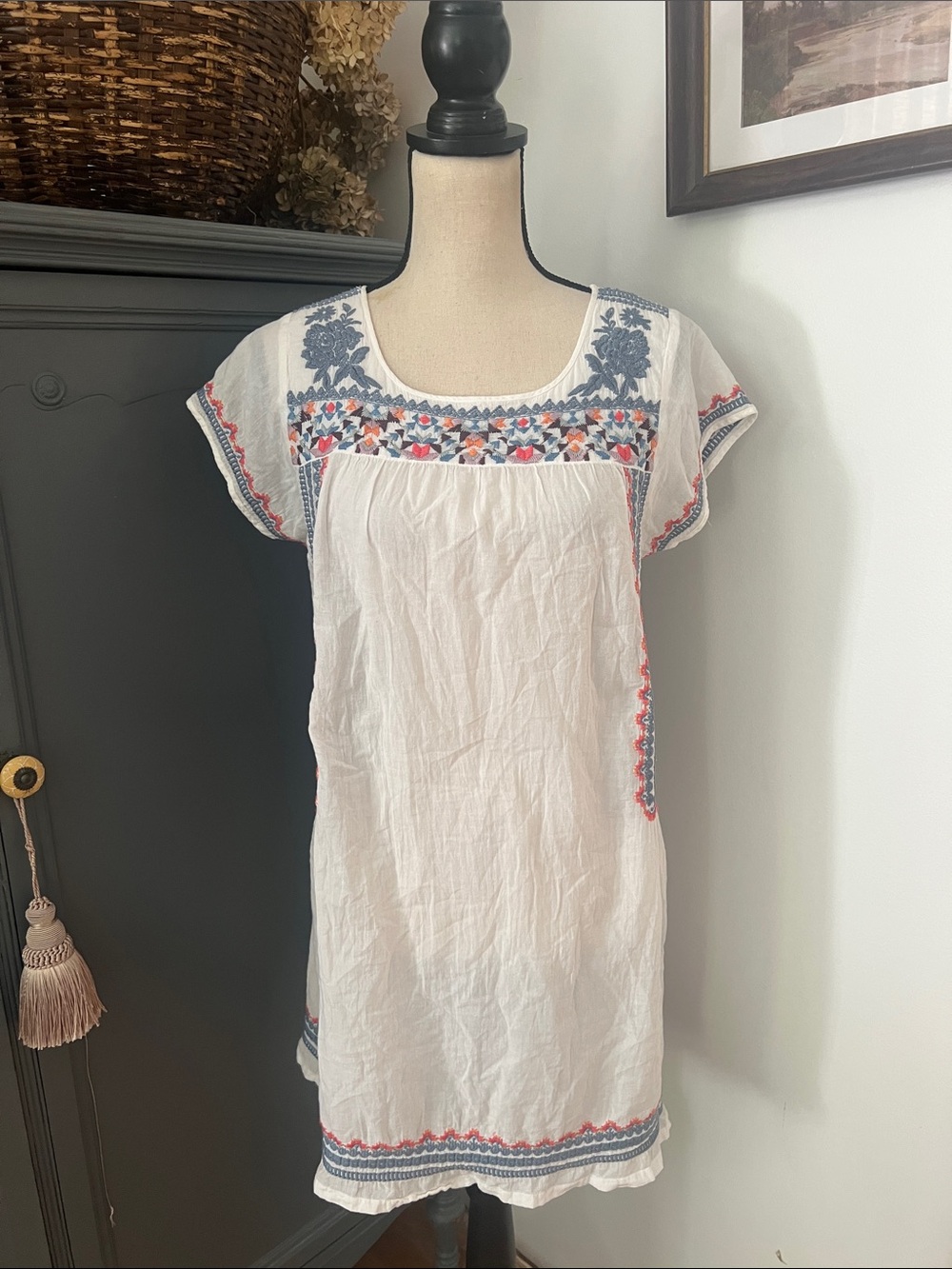 Johnny Was Embroidered Mini Dress